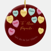 ヴァレンティーンズデイキャンディカスタムハート写真スペインの セラミックオーナメント (裏面)