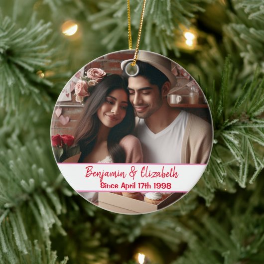 ヴァレンティーンズデイキャンディカスタムハート写真スペインの セラミックオーナメント (ツリー)