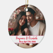 ヴァレンティーンズデイキャンディカスタムハート写真スペインの セラミックオーナメント (左)