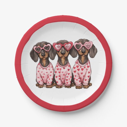 ヴァレンティーンズデイダシュンドドッグス ペーパープレート (正面)