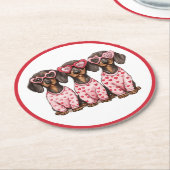 ヴァレンティーンズデイダシュンドドッグス ラウンドペーパーコースター (アングル)