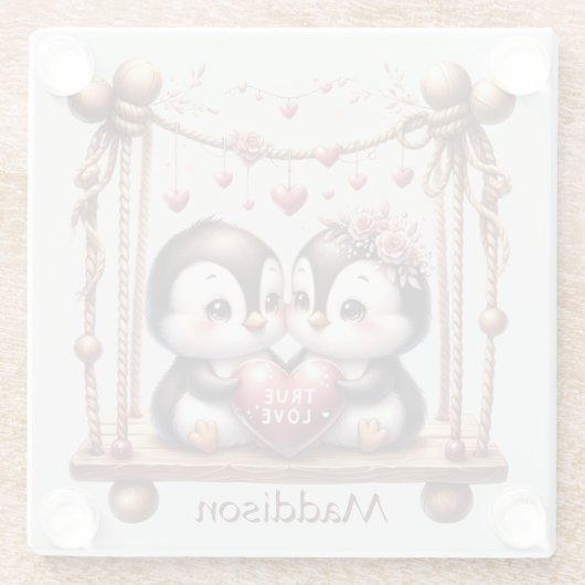 ヴァレンティーンズデイトゥルーラブペンクインズオンザスイング ガラスコースター (裏面)