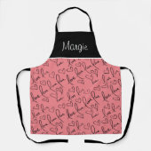 ヴァレンティーンズデイハンドレタリングラブハート名 エプロン (正面)
