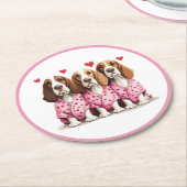 ヴァレンティーンズデイバスセットハウンドドッグ ラウンドペーパーコースター (アングル)