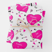 ヴァレンティーンズデイピンクハートハグズnキス ラッピングペーパーシート (インサイチュ)
