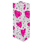 ヴァレンティーンズデイピンクハートハグズnキス ワインギフトバッグ (裏面アングル)