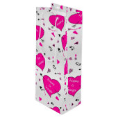 ヴァレンティーンズデイピンクハートハグズnキス ワインギフトバッグ (正面アングル)