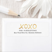 ヴァレンティーンズデイフェイクゴールドフォイルXOXOタイポグラフィ ラベル (インサイチュ)