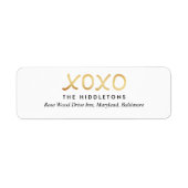 ヴァレンティーンズデイフェイクゴールドフォイルXOXOタイポグラフィ ラベル (正面)