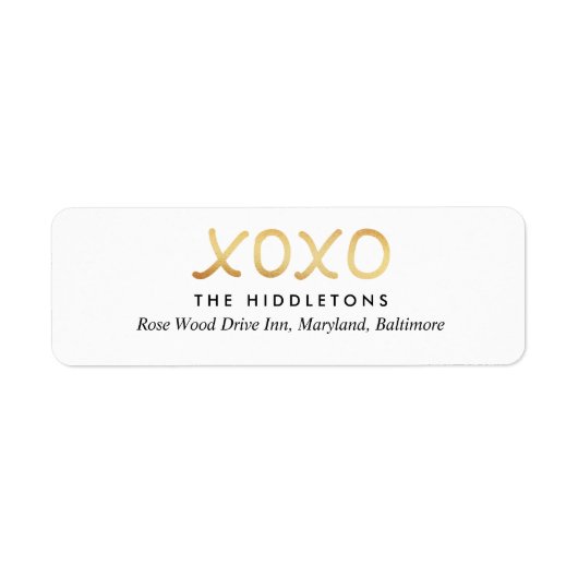 ヴァレンティーンズデイフェイクゴールドフォイルXOXOタイポグラフィ ラベル (正面)