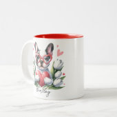 ヴァレンティーンズデイフレンチドッグ名前をカスタムする ツートーンマグカップ (正面左)