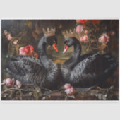 ヴァレンティーンズデイブラックスワンレッド花模様デクページ 薄葉紙 (正面)