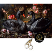 ヴァレンティーンズデイブラックスワンレッド花模様デクページ 薄葉紙