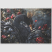 ヴァレンティーンズデイブラックスワンレッド花模様デクページ 薄葉紙 (正面)