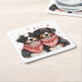 ヴァレンティーンズデイベルネーゼマウンテンドッグス スクエアペーパーコースター (アングル)
