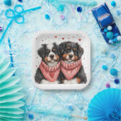 ヴァレンティーンズデイベルネーゼマウンテンドッグス ペーパープレート (パーティー)