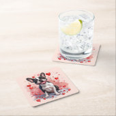 ヴァレンティーンズデイボストンテリアードッグ スクエアペーパーコースター (インサイチュ)