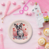 ヴァレンティーンズデイボストンテリアードッグ ペーパープレート (パーティー)