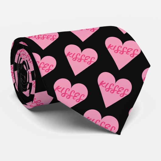 ヴァレンティーンズデイミニリストピンクキスキャンディハート ネクタイ (ロール)