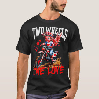 ヴァレンティーンズデイモトクロスおもしろい愛好家キュピッドバイクR Tシャツ