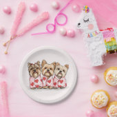 ヴァレンティーンズデイヨークシャーテリアドッグス ペーパープレート (パーティー)