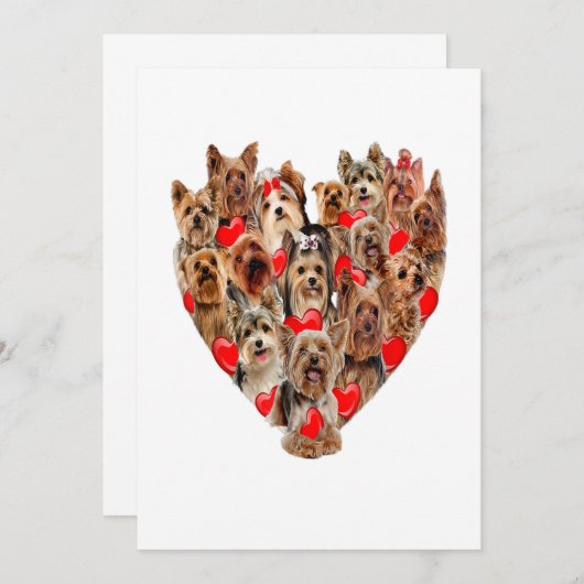 ヴァレンティーンズデイヨークシャーテリアードッグハートティーカット 案内状 (正面/裏面)