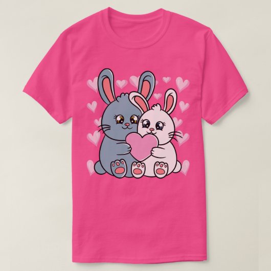 ヴァレンティーンズデイラビットカップルBunnys Tシャツ (デザイン正面)