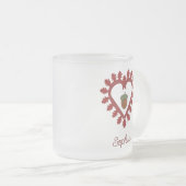 ヴァレンティーンズデイラブハートアコーン名前をカスタムする フロストグラスマグカップ (正面右)