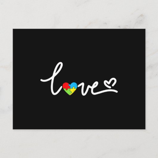 ヴァレンティーンズデイラブハート自閉症意識パズル ポストカード (正面)