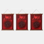 ヴァレンティーンズデイラブ赤いハート 吊り下げ型タペストリー (トリプル)