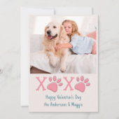 ヴァレンティーンズデイXOXO赤面パステルペットドッグフォト シーズンカード (正面)