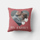 ヴァレンティーンズファミリーカスタムハートパーソナライズされた写真 クッション (裏面)
