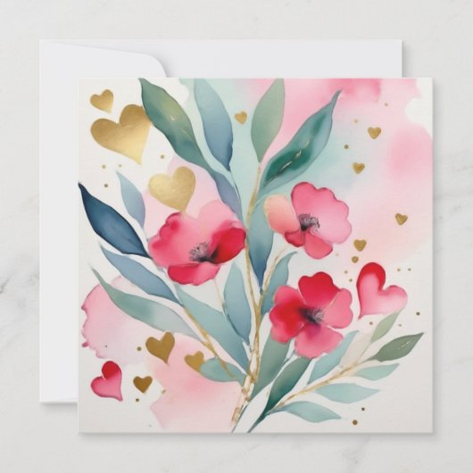 ヴァレンティーンズフラワーズとハートヴァレンティネス カード (正面)