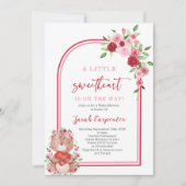 ヴァレンティーンズベビーシャワーガールベア招待状 招待状 (正面)