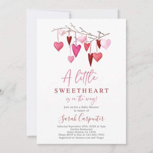 ヴァレンティーンズベビーシャワーガール招待状 招待状 (正面)