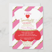 ヴァレンティーンズベビーシャワー招待状フェイクグリッター 招待状 (正面)