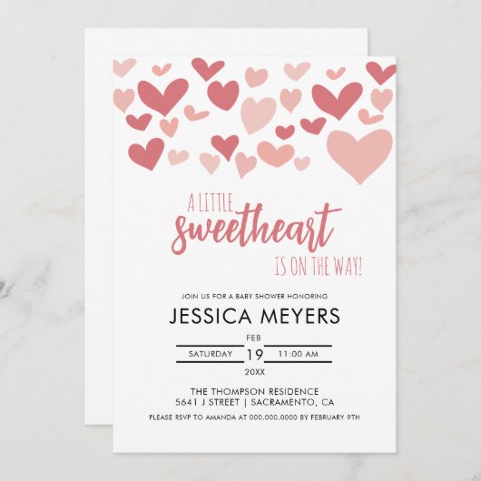 ヴァレンティーンズベビーシャワー招待状 招待状 (正面/裏面)