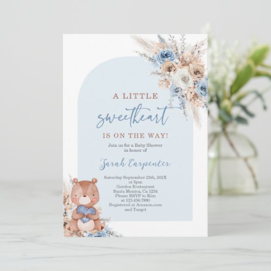 ヴァレンティーンズボーイベビーシャワーベア招待状 招待状 (スタンド正面)