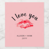 ヴァレンティーンズレッドキス愛パーソナライズされたする ワインラベル (シングルラベル)