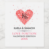 ヴァレンティーンズレッドフェイクグリッターハート ワインラベル (シングルラベル)