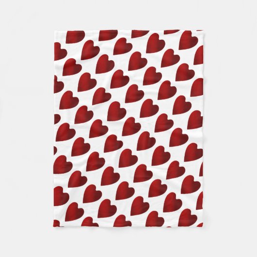 ヴァレンティ赤と白ンズデイハート フリースブランケット (正面)
