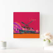 ヴァレンナアットナイトレイクコモイタリアイラストレーション スクエア壁時計 (ホーム)