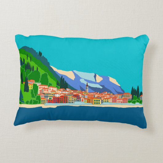 ヴァレンナレイクコモイタリアイラストレーショントラベル アクセントクッション (裏面)