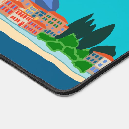 ヴァレンナレイクコモイタリアイラストレーショントラベル デスクマット (コーナー)