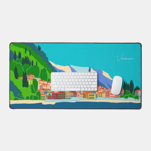 ヴァレンナレイクコモイタリアイラストレーショントラベル デスクマット (キーボード&マウス)