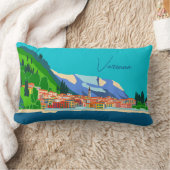 ヴァレンナレイクコモイタリアイラストレーショントラベル ランバークッション (ブランケット)