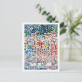 ヴァレンナレイクコモイタリアトラベルプレイスウォーターカラー ポストカード (スタンド正面)