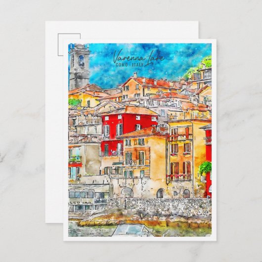 ヴァレンナレイクコモイタリアヴィンテージ旅行水の色 ポストカード (正面/裏面)