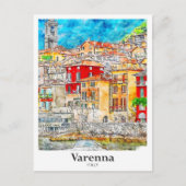 ヴァレンナレッコイタリア旅行水彩手描き ポストカード (正面)