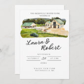 ヴァレーヒルファーム マサチューセッツ ウォーターカラー招待状 招待状 (正面/裏面)